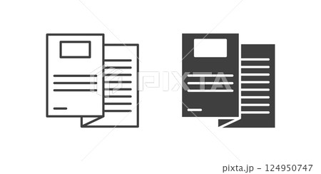 Brochure flyer stroke line icon in flat style. Booklet vector illustration on isolated background. Poster sign business concept. 124950747