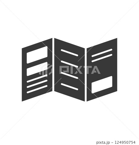 Brochure flyer icon in flat style. Booklet vector illustration on isolated background. Poster sign business concept. Brochure flyer icon in flat style. Booklet vector illustration on isolated background. Poster sign business concept. 124950754