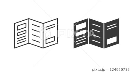 Brochure flyer stroke line icon in flat style. Booklet vector illustration on isolated background. Poster sign business concept. 124950755
