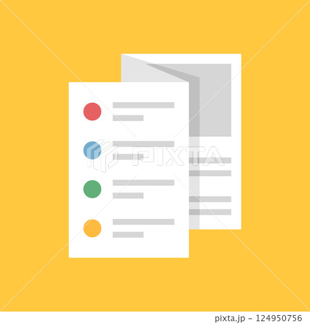 Brochure flyer icon in flat style. Booklet vector illustration on isolated background. Poster sign business concept. Brochure flyer icon in flat style. Booklet vector illustration on isolated background. Poster sign business concept. 124950756