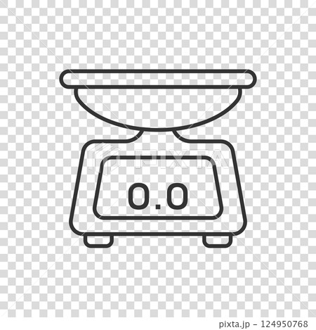 Bathroom weight scale icon in flat style. Mass measurement vector illustration on isolated background. Overweight sign business concept. 124950768