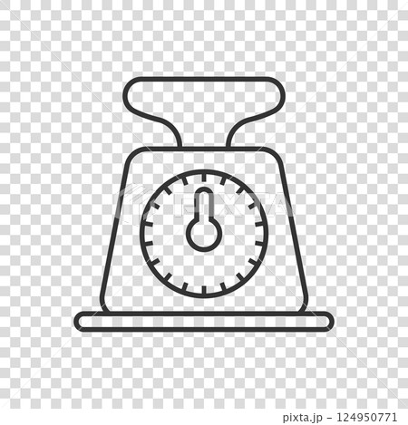 Bathroom weight scale icon in flat style. Mass measurement vector illustration on isolated background. Overweight sign business concept. Bathroom weight scale icon in flat style. Mass measurement vector illustration on isolated background. Overweight sign business concept. 124950771