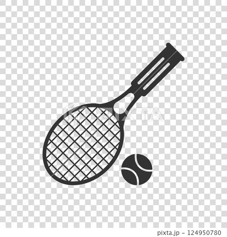 Tennis racket icon in flat style. Gaming racquet vector illustration on isolated background. Sport activity sign business concept. 124950780