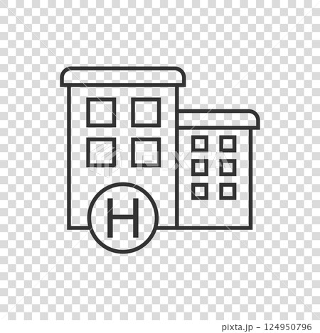 Hospital building icon in flat style. Medical clinic vector illustration on isolated background. Medicine sign business concept. 124950796