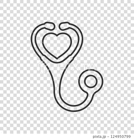 Stethoscope icon in flat style. Heart diagnostic vector illustration on isolated background. Medicine sign business concept. Stethoscope icon in flat style. Heart diagnostic vector illustration on isolated background. Medicine sign business concept. 124950799
