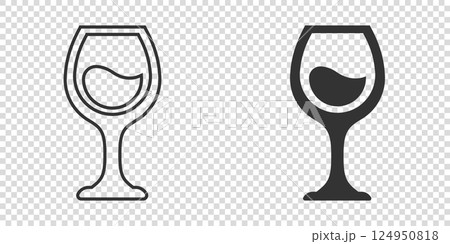 Wine glass icon in flat style. Champagne beverage vector illustration on isolated background. Cocktail drink sign business concept. Wine glass icon in flat style. Champagne beverage vector illustration on isolated background. Cocktail drink sign business concept. 124950818