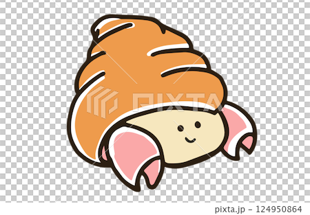 Hand-drawn illustration of a cute and relaxed hermit crab Hand-drawn illustration of a cute and relaxed hermit crab 124950864