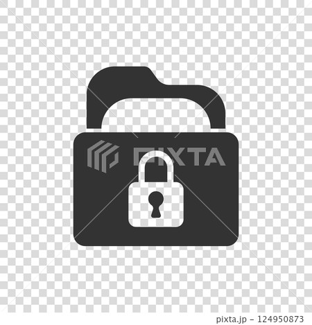 Files folder permission icon in flat style. Document access vector illustration on isolated background. Secret archive sign business concept. 124950873