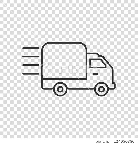 Shipping fast icon in flat style. Delivery truck vector illustration on isolated background. Express logistic sign business concept. Shipping fast icon in flat style. Delivery truck vector illustration on isolated background. Express logistic sign business concept. 124950886