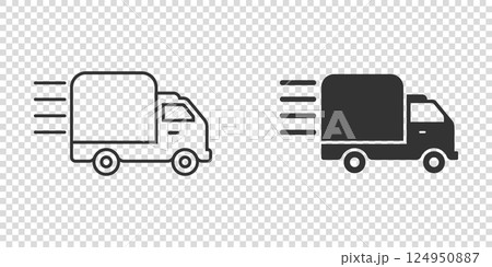 Shipping fast icon in flat style. Delivery truck vector illustration on isolated background. Express logistic sign business concept. Shipping fast icon in flat style. Delivery truck vector illustration on isolated background. Express logistic sign business concept. 124950887