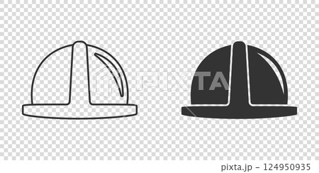 Construction helmet icon in flat style. Safety cap vector illustration on isolated background. Worker hat sign business concept. 124950935