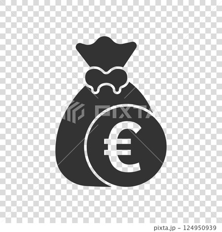 Money bag icon in flat style. Moneybag vector illustration on isolated background. Coin sack sign business concept. 124950939
