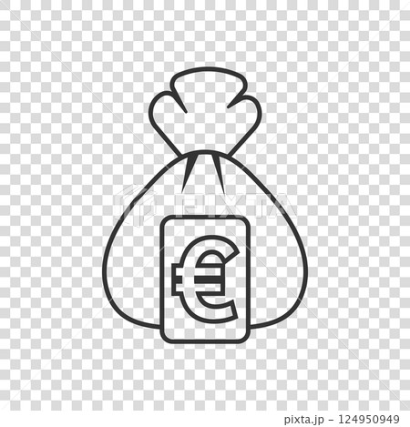 Money bag icon in flat style. Moneybag vector illustration on isolated background. Coin sack sign business concept. 124950949