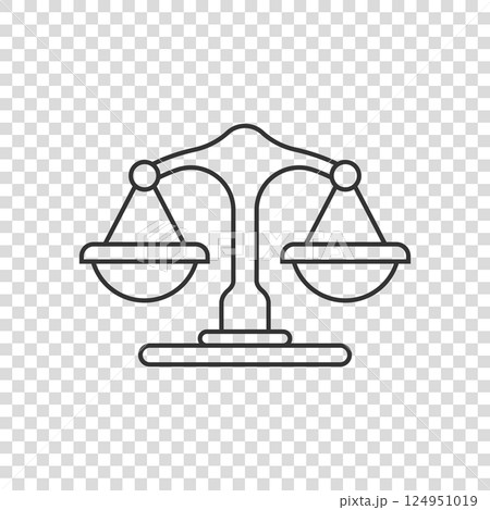 Scales icon in flat style. Libra vector illustration on isolated background. Mass comparison sign business concept. 124951019