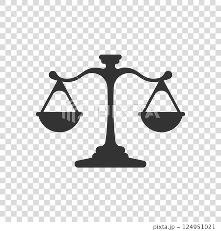 Scales icon in flat style. Libra vector illustration on isolated background. Mass comparison sign business concept. 124951021