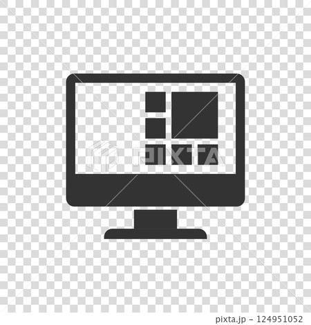 Personal computer in flat style. Desktop pc vector illustration on isolated background. Monitor display sign business concept. 124951052