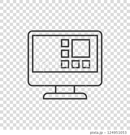 Personal computer in flat style. Desktop pc vector illustration on isolated background. Monitor display sign business concept. 124951053