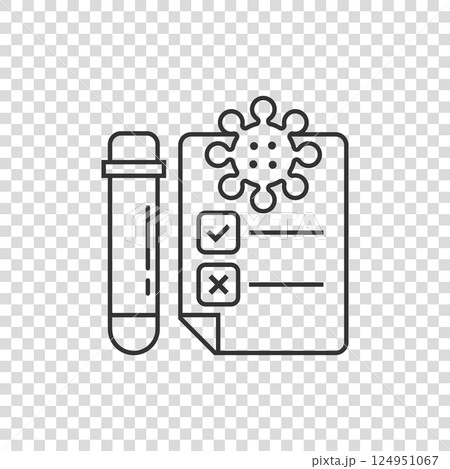 Coronavirus test icon in flat style. covid-19 vector illustration on isolated background. Medical diagnostic sign business concept. Coronavirus test icon in flat style. covid-19 vector illustration on isolated background. Medical diagnostic sign business concept. 124951067