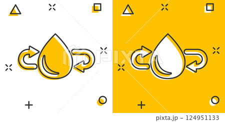 Water drop icon in comic style. Droplet cartoon vector illustration on white isolated background. Recycle splash effect sign business concept. Water drop icon in comic style. Droplet cartoon vector illustration on white isolated background. Recycle splash effect sign business concept. 124951133