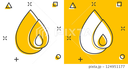 Water drop icon in comic style. Blob cartoon vector illustration on white isolated background. Raindrop splash effect sign business concept. 124951177