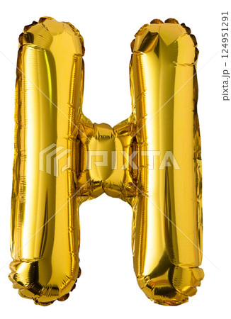 Gold Foil Letter H Balloon isolated Gold Foil Letter H Balloon isolated 124951291