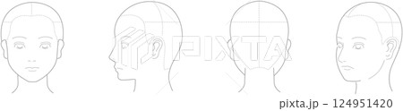 色々な角度から見た人の顔の図 124951420