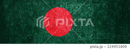Bangladesh state flag on a metal surface. Banner of dirty grunge Bangladesh flag. 124951809