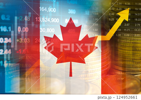 Australia flag with stock market finance, economy trend graph digital technology. 124952661
