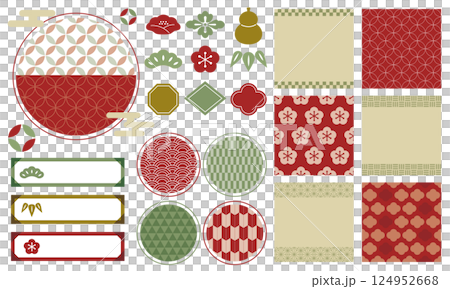 Japanese pattern frame set_Beige 124952668