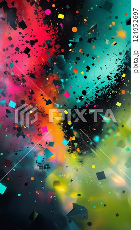 カラフルでモダンな幾何学模様の背景 124952697
