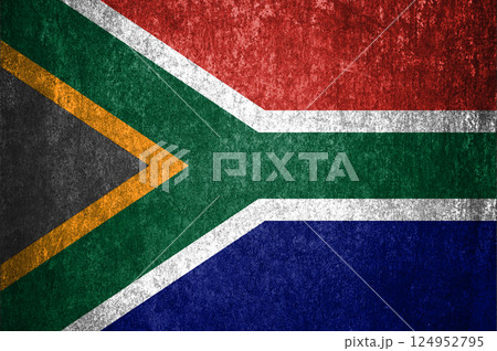 South Africa state flag on a metal surface. Dirty grunge South Africa flag. South Africa state flag on a metal surface. Dirty grunge South Africa flag. 124952795