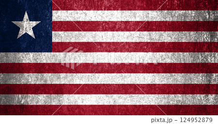 Liberia State Flag. Dirty Liberia flag on metal surface. 124952879