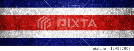 Costa Rica state flag on a metal surface. Banner of dirty grunge Costa Rica flag. 124952902