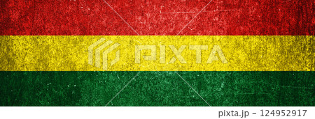 Bolivia state flag on a metal surface. Banner of dirty grunge Bolivia flag. Bolivia state flag on a metal surface. Banner of dirty grunge Bolivia flag. 124952917