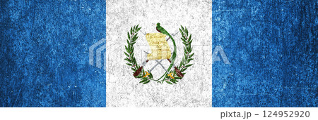 Guatemala state flag on a metal surface. Banner of dirty grunge Guatemala flag. Guatemala state flag on a metal surface. Banner of dirty grunge Guatemala flag. 124952920