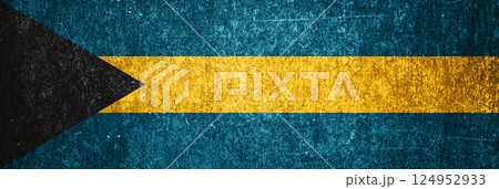 Bahamas state flag on a metal surface. Banner of dirty grunge Bahamas flag. 124952933