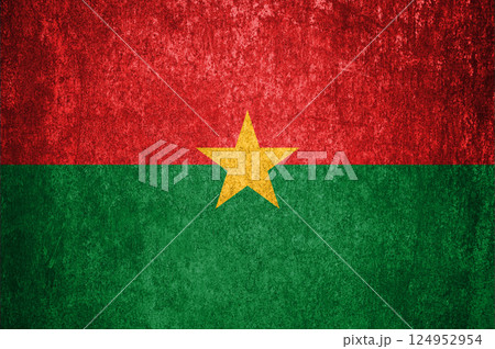 Burkina Faso State Flag. Dirty Burkina Faso flag on metal surface 124952954