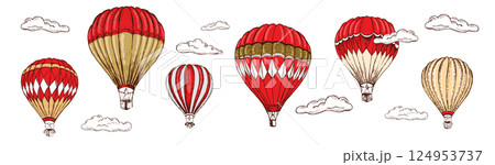 Vintage hot air balloon on white background Vintage hot air balloon on white background 124953737