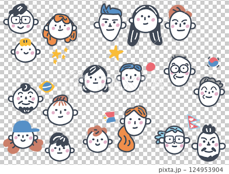 Foreigners in Japan and the national flag Foreigners in Japan series Set stock illustration material Foreigners in Japan and the national flag Foreigners in Japan series Set stock illustration material 124953904