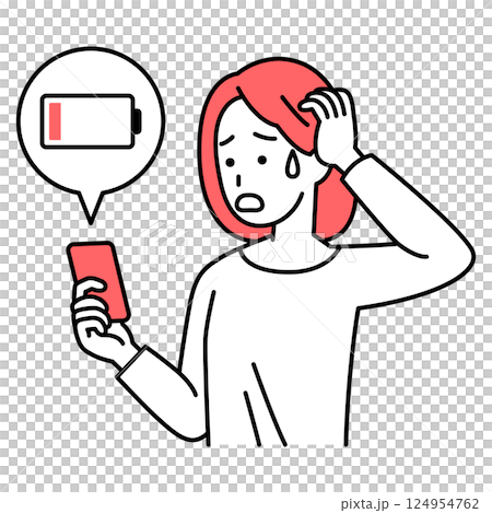 Casual woman having trouble with her smartphone running out of battery 124954762
