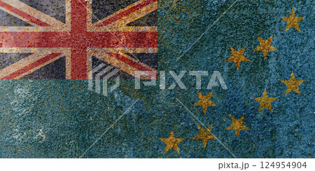 Tuvalu State Flag. Dirty Tuvalu flag on metal surface. Tuvalu State Flag. Dirty Tuvalu flag on metal surface. 124954904