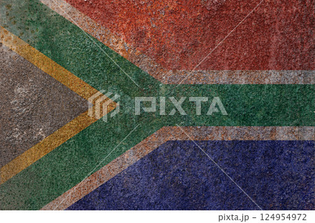 South Africa state flag on a metal surface. Dirty grunge South Africa flag. 124954972