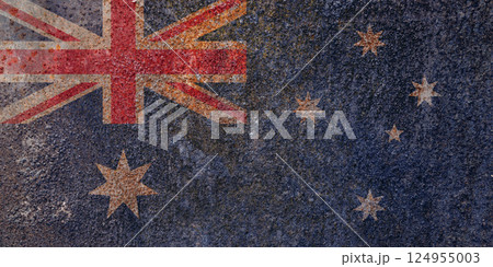 Australia state flag on a metal surface. Dirty grunge Australia flag. Australia state flag on a metal surface. Dirty grunge Australia flag. 124955003