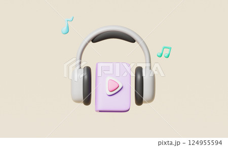 Book and Headphone icon. 3D Rendering Book and Headphone icon. 3D Rendering 124955594