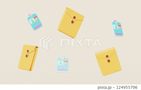 Document Envelope and ID Name Card Tag Icon. 3D Rendering 124955706