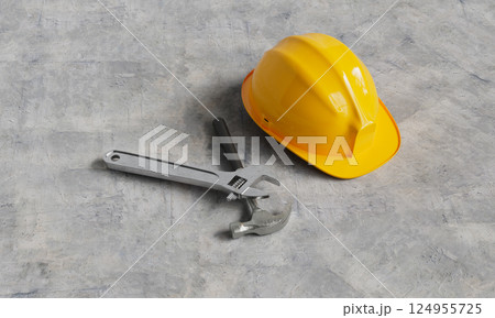 Industrial Safety Helmet and Tools. 3D Rendering 124955725