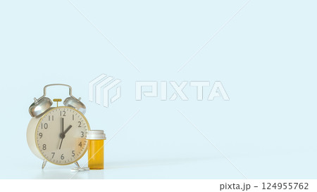 The Drug and clock for medical concept 3d Rendering. The Drug and clock for medical concept 3d Rendering. 124955762