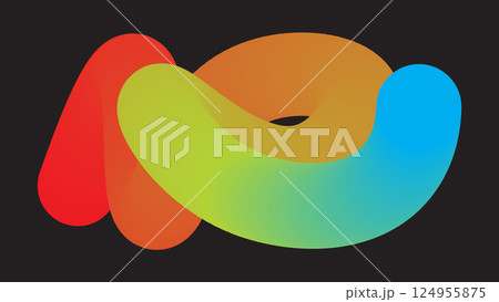 Colorful abstract swirling shape on black background. Vector illustration 124955875