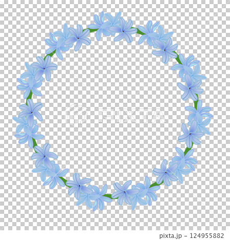 青のヒアシンスの花のリースイラスト 124955882