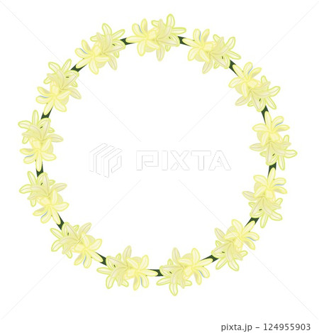 黄色のヒアシンスの花のリースイラスト 黄色のヒアシンスの花のリースイラスト 124955903
